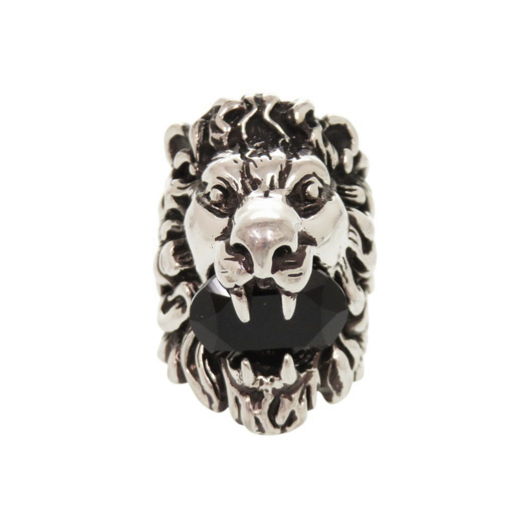 Gucci Lion Head Metal Stone Ring #10 (approx.) Silver 1491GUCCI
